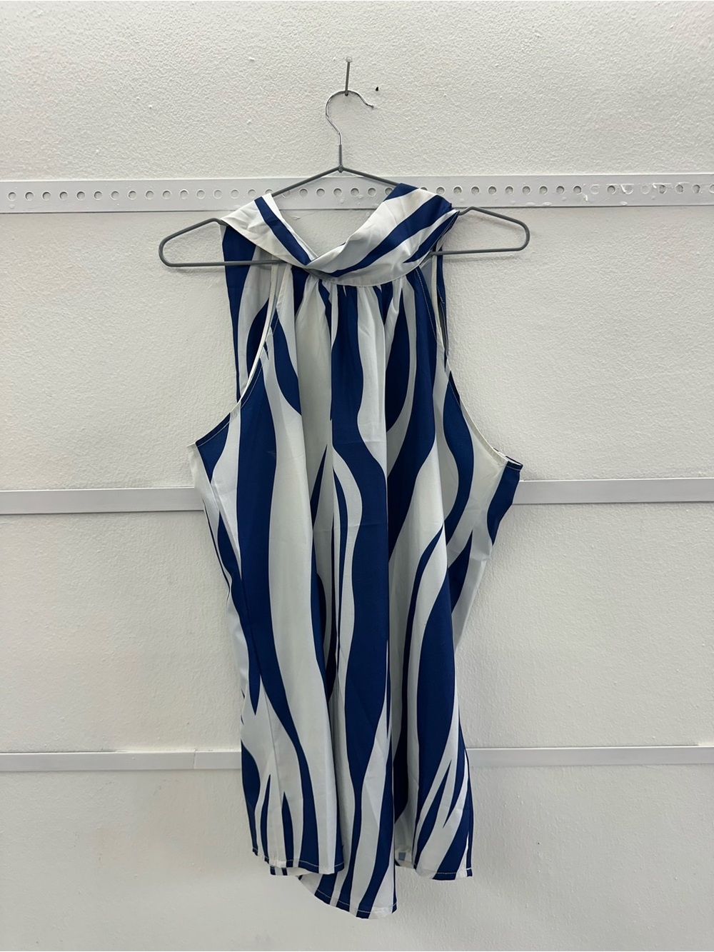Navy and White Sleeveless Halter Top